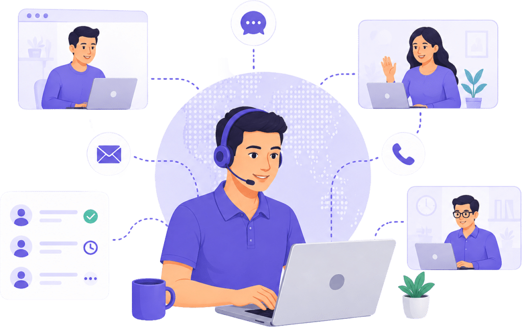 Graphic illustratio showing remote support